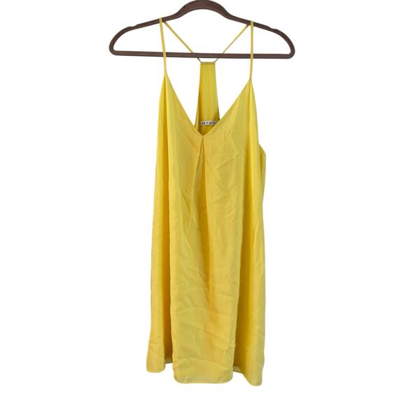 Alice + Olivia Fierra Racerback Yellow Slip Mini Dress Size Medium Silk Blend - Picture 1 of 7